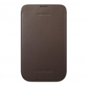 Samsung Leather Pouch - оригинален кожен калъф за Galaxy Note 2 N7100 и смартфони с 5.5 инча дисплей (тъмнокафяв)