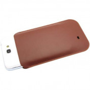 Samsung Leather Pouch - оригинален кожен калъф за Galaxy Note 2 N7100 и смартфони с 5.5 инча дисплей (кафяв) 3