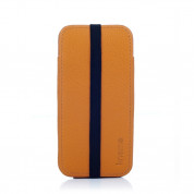 Knomo Leather Sleeve Elastic - кожен калъф за iPhone 5, iPhone 5S, iPhone SE (естествена кожа, ръчна изработка) - оранжев 3