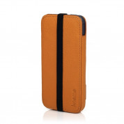 Knomo Leather Sleeve Elastic - кожен калъф за iPhone 5, iPhone 5S, iPhone SE (естествена кожа, ръчна изработка) - оранжев 1