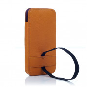 Knomo Leather Sleeve Elastic - кожен калъф за iPhone 5, iPhone 5S, iPhone SE (естествена кожа, ръчна изработка) - оранжев 2