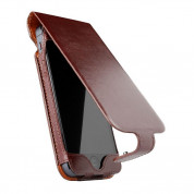 SENA Hampton Flip - кожен калъф (ръчна изработка, естествена кожа) за iPhone 5, iPhone 5S, iPhone SE (кафяв)
