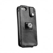 SENA Magnet Flipper - кожен калъф (ръчна изработка, естествена кожа) за iPhone 5, iPhone 5S, iPhone SE (черен) 3