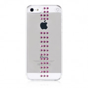 Swarovski Stripe Fuchsia - кейс с кристали на Сваровски за iPhone 5, iPhone 5S, iPhone SE