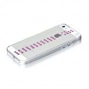 Swarovski Stripe Fuchsia - кейс с кристали на Сваровски за iPhone 5, iPhone 5S, iPhone SE 2