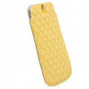 Krusell Avenyn Mobile Pouch L Long - кожен калъф за iPhone 5, iPhone 5S, iPhone SE, iPhone 5C и мобилни телефони (жълт) 1