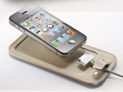Calypso Crystal Pad - кожена подложка (естествена кожа - ръчна изработка) за iPhone 5, iPhone 5S, iPhone SE, iPhone 5C (кремав) 4