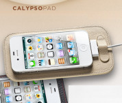 Calypso Crystal Pad - кожена подложка (естествена кожа - ръчна изработка) за iPhone 5, iPhone 5S, iPhone SE, iPhone 5C (кремав) 3