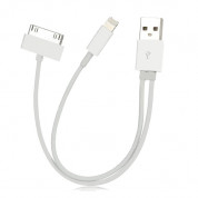 USB кабел 2 в 1 - USB към Dock и Lightning конектор (бял)