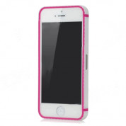 Soft Rubber Bumper - силиконов бъмпер за iPhone 5, iPhone 5S, iPhone SE (бял-розов) 3
