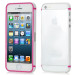 Soft Rubber Bumper - силиконов бъмпер за iPhone 5, iPhone 5S, iPhone SE (бял-розов) 1