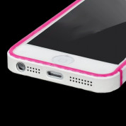 Soft Rubber Bumper - силиконов бъмпер за iPhone 5, iPhone 5S, iPhone SE (бял-розов) 1