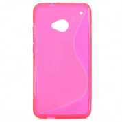 S-Line Cover Case - силиконов калъф за HTC ONE M7 (розов-прозрачен)