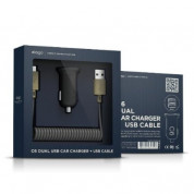 Elago C6 Dual USB Car Charger - зарядно за кола с microUSB кабел за Samsung, HTC, LG, Sony и устройства с microUSB (черен)