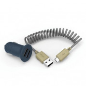 Elago C6 Dual USB Car Charger - зарядно за кола с microUSB кабел за Samsung, HTC, LG, Sony и устройства с microUSB (син) 1