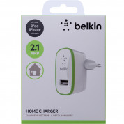 Belkin USB Main Charger 2.1A - захранване с USB 2.1А изход за мобилни устройства (бял) 2