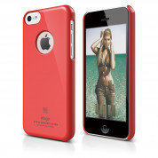 Elago C5 Slim Fit Case + HD Clear Film - кейс и HD покритие за iPhone 5C (червен)