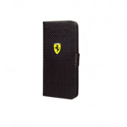 Ferrari New Challenge Series Book-Flip Case - кожен калъф, тип портфейл за iPhone 5, iPhone 5S, iPhone SE (черен)