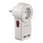 Hama Dual USB Socket Adapter 1A - захранване за ел. мрежа 1А с два USB изхода и контакт за iPhone и iPod