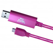 Blue Bridge Luminous microUSB Cable - светещ USB кабел за устройства с microUSB порт (розов)