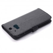 Wallet Flip Case - кожен калъф, тип портфейл и поставка за HTC ONE 2 M8 (черен) 4