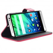 Wallet Flip Case - кожен калъф, тип портфейл и поставка за HTC ONE 2 M8 (розов) 1
