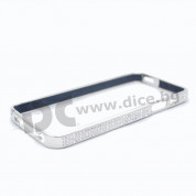 NYX Crystal Bumper - луксозен метален бъмпер с кристали за iPhone 5S, iPhone 5, iPhone SE (сребрист-лъскав)