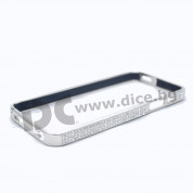 NYX Crystal Bumper - луксозен метален бъмпер с кристали за iPhone 5S, iPhone 5, iPhone SE (сребрист-мат)