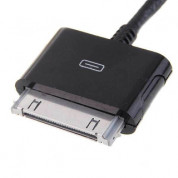 USB (30-pin dock) кабел 3в1 за iPod и iPhone (зарежда, синхронизира и аудио кабел 3.5 мм) (черен) 2