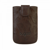 Bugatti SlimCase Unique Leather Case L - кожен калъф за Motorola Defy, Acer Liquid S100, BlackBerry 9800 Torch, Bold 9000, Bold 9700 и др. (кафяв)