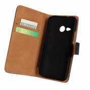 Wallet Flip Case - кожен калъф, тип портфейл и поставка за HTC ONE 2 M8 Mini (бял) 3