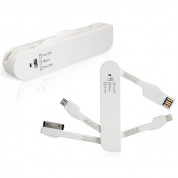 Knife Design 3-in-1 Cable - универсален кабел с Lightning, Dock и microUSB накрайници (бял)