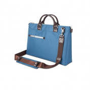Moshi Urbana Slim Laptop Briefcase - стилна кожена чанта за MacBook Pro 15 и лаптопи до 15.4 ин. (син)