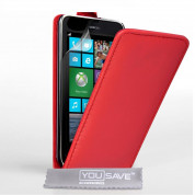 Lishen Equisite Leather Flip Case - вертикален кожен калъф за Nokia Lumia 630 (червен)