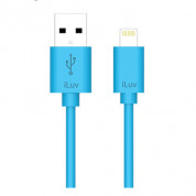 iLuv Premium Lightning Cable - USB кабел за iPhone 5, iPhone 5S, iPhone SE, iPhone 5C, iPod Touch 5, iPod Nano 7, iPad 4 и iPad Mini, iPad mini 2, iPad mini 3 (син)