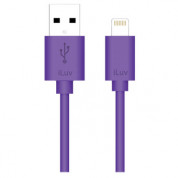 iLuv Premium Lightning Cable - USB кабел за iPhone 5, iPhone 5S, iPhone SE, iPhone 5C, iPod Touch 5, iPod Nano 7, iPad 4 и iPad Mini, iPad mini 2, iPad mini 3 (лилав)