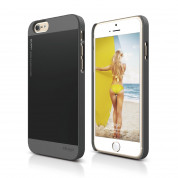Elago S6 Outfit Aluminum + HD Clear Film - алуминиев кейс и HD покритие за iPhone 6, iPhone 6S (сив-черен)