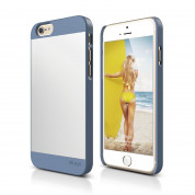 Elago S6 Outfit Aluminum + HD Clear Film - алуминиев кейс и HD покритие за iPhone 6, iPhone 6S (син-сребрист)