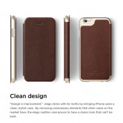 Elago S6 Leather Flip Case Limited Edition - луксозен кожен кейс от естествена кожа + HD покритие за iPhone 6, iPhone 6S (кафяв-златист) 2