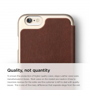 Elago S6 Leather Flip Case Limited Edition - луксозен кожен кейс от естествена кожа + HD покритие за iPhone 6, iPhone 6S (кафяв-златист) 4