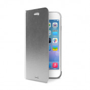 Puro Booklet - кожен флип калъф и стойка за iPhone 6, iPhone 6S (сребрист)