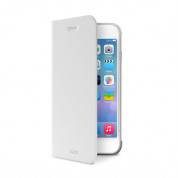 Puro Booklet - кожен флип калъф и стойка за iPhone 6, iPhone 6S (бял)