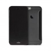 Puro Wallet Booklet - кожен флип калъф и стойка за iPhone 6, iPhone 6S (черен)