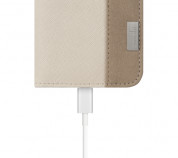Moshi Overture Flip Wallet Case - кожен/текстилен калъф, тип портфейл и поставка за iPhone 6, iPhone 6S (бежов) 4