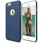 Elago S6P Slim Fit Case + HD Clear Film - качествен кейс и HD покритие за iPhone 6 Plus (тъмносин)