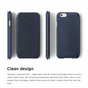 Elago S6 Leather Flip Case Limited Edition - луксозен кожен кейс от естествена кожа + HD покритие за iPhone 6, iPhone 6S (тъмносин) 2