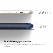 Elago S6 Leather Flip Apple Cut Case Limited Edition - луксозен кожен кейс от естествена кожа + HD покритие за iPhone 6, iPhone 6S (тъмносин) 3