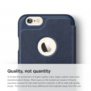 Elago S6 Leather Flip Apple Cut Case Limited Edition - луксозен кожен кейс от естествена кожа + HD покритие за iPhone 6, iPhone 6S (тъмносин) 1