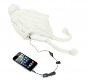 KitSound Audio Beanie Peruvian with Pom Pom - шапка с вградени слушалки с 3.5 мм аудио жак за iPhone и мобилни устройства (бял) 4