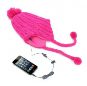 KitSound Audio Beanie Peruvian with Pom Pom - шапка с вградени слушалки с 3.5 мм аудио жак за iPhone и мобилни устройства (розов) 4